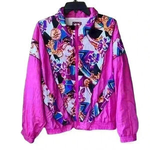 Vintage Basic Rituals Track Jacket Windbreaker Pink Color Block Floral M